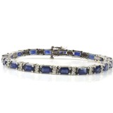 12.95 Cts. 18K White Gold Blue Sapphire and Diamond Bracelet